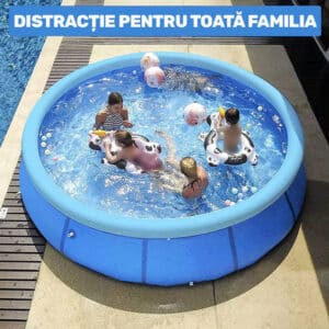 Piscina gonflabila, Dimensiune mare (244 x 61 cm), Capacitate ≈ 2000 Litri, cu Pompa (Umflare rapida) si Kit reparatii (2 Petice)