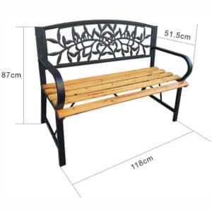 Banca de gradina REO, Akord Furniture Factory, Lemn/Otel, 118cm, Bej/Negru