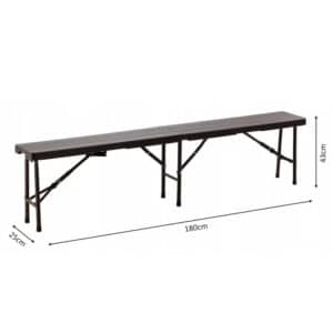 (R) Banca pliabila pentru gradina sau catering, HDPDE, 180x25x43cm, maro